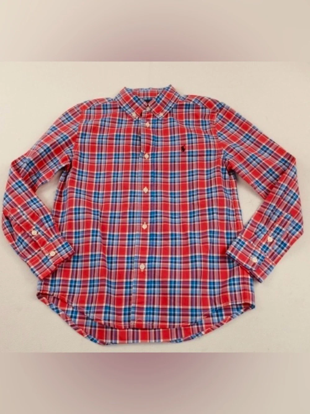 Ralph Lauren Red & Blue Plaid Button-Down Shirt - Kids S  8-10